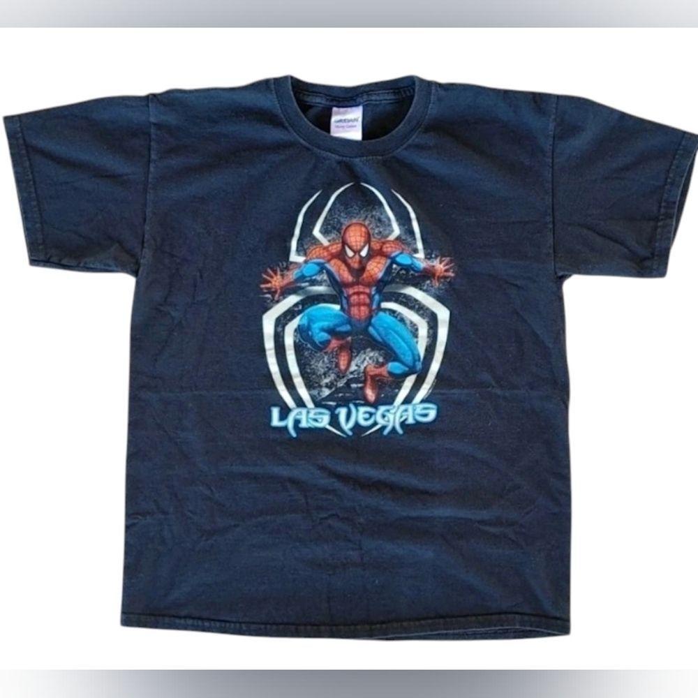 Vtg 2000s Spider-Man Las Vegas Gildan Heavy Cotton Youth T-Shirt Size (L)